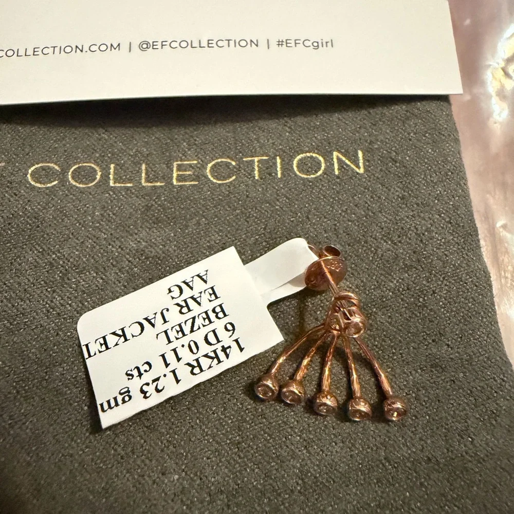 New with Tags EF Collection 14 Carat Rose Gold Diamond Single Earring - Picture 2 of 5